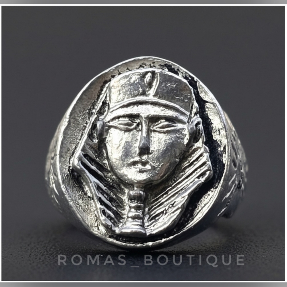 Silver Vintage Pharaoh Face Ring